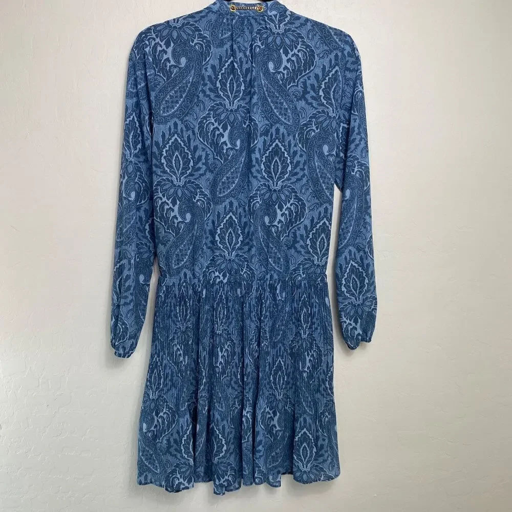 Michael Kors Dress M Georgette blue paisley